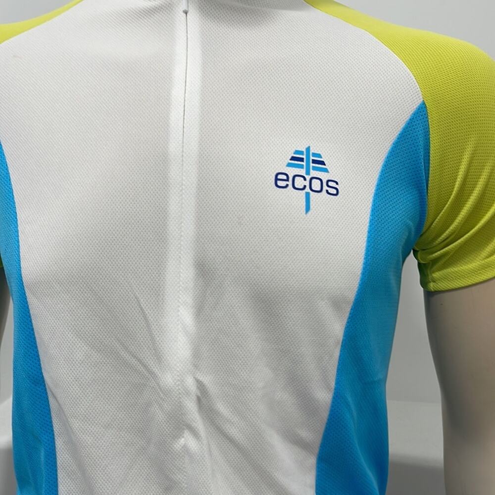 ecos Performance Wear Short Sleeve T-Shirt White Green Zipper Pockets Size M NWT - Picture 3 of 9